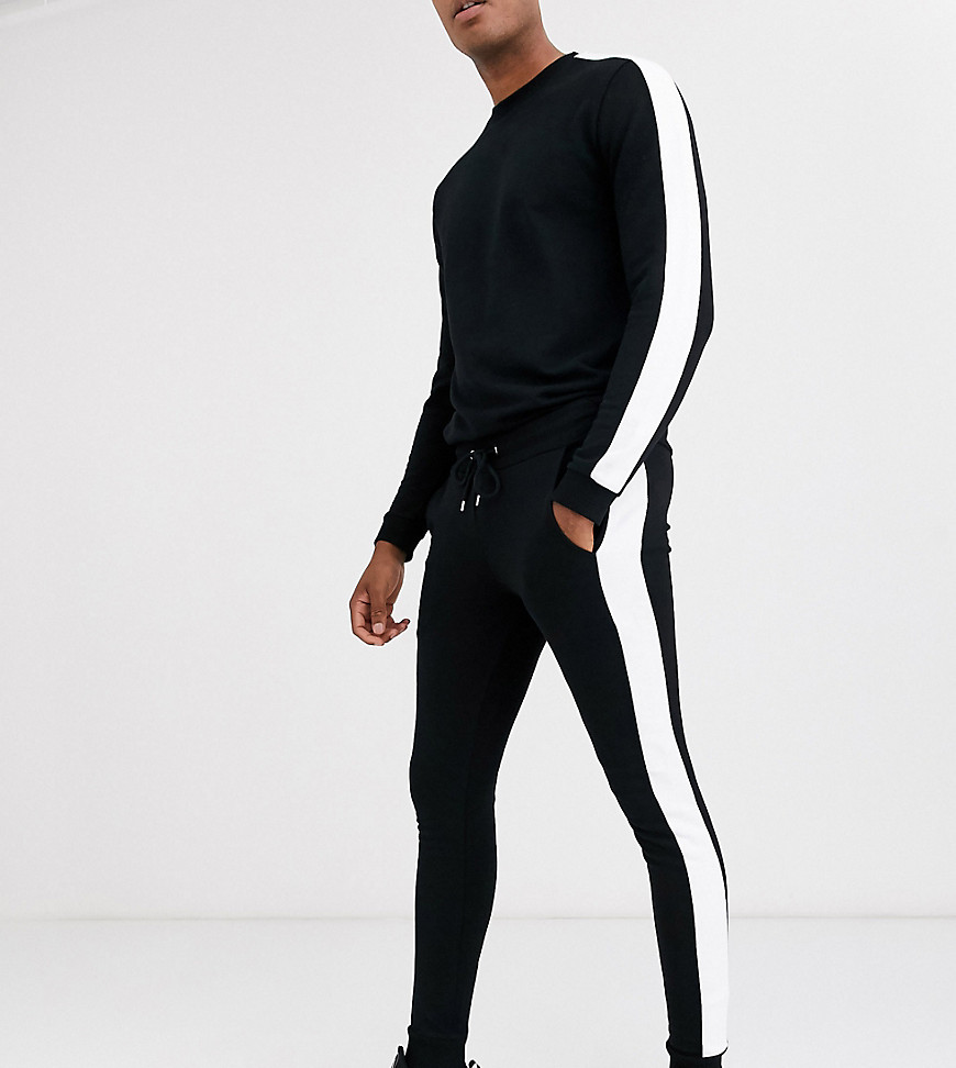 фото Черный спортивный костюм с полосками asos design tall