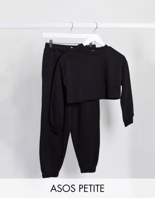 фото Черный спортивный костюм со свитшотом и джоггерами asos design petite asos petite