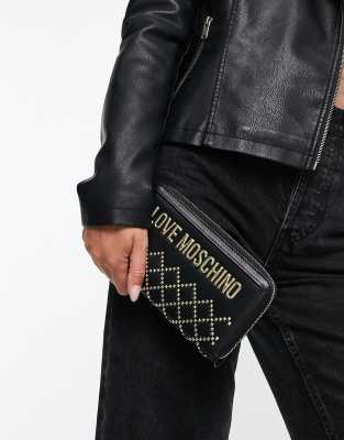 Кошельки Черный стеганый кошелек с логотипом Love Moschino-Черный цвет
