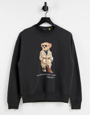 Cвитшоты Черный свитер с плюшевым мишкой в стиле сафари Polo Ralph Lauren-Черный цвет