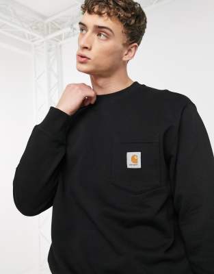 фото Черный свитшот с карманом carhartt wip