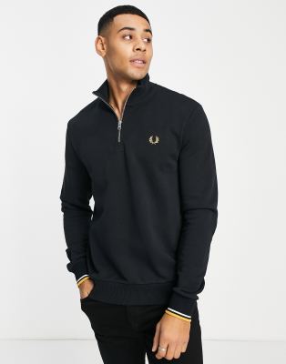 фото Черный свитшот с короткой молнией fred perry-черный цвет