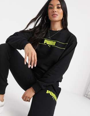 фото Черный свитшот с круглым вырезом и длинными рукавами puma