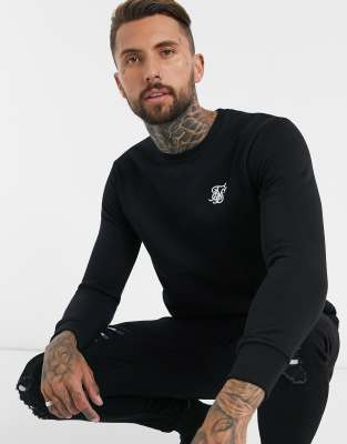 фото Черный свитшот с круглым вырезом siksilk