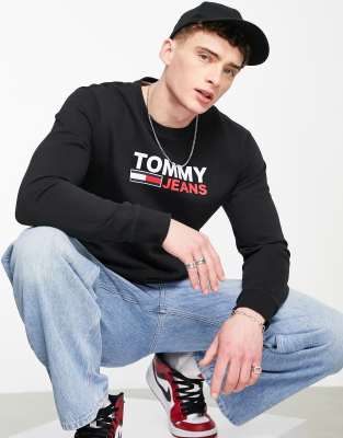 фото Черный свитшот с логотипом tommy jeans