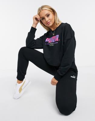 фото Черный свитшот с принтом puma