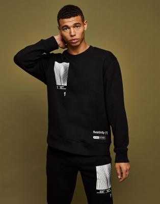 фото Черный свитшот с принтом "relativity" topman-черный цвет