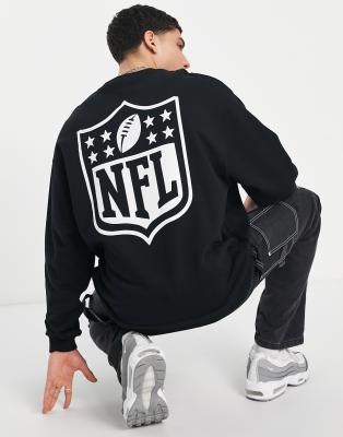 фото Черный свитшот в стиле oversized с принтом nfl на спине asos design