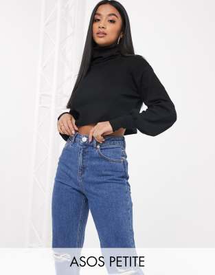 фото Черный свободный кроп-топ с высоким воротом asos design petite asos petite