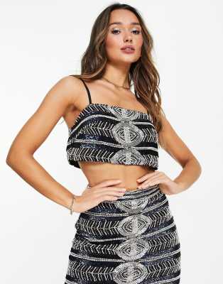 Черный топ на бретелях с бусинами ASOS EDITION-Черный цвет