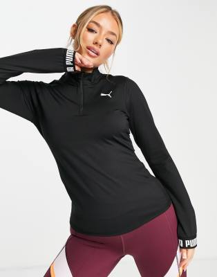 Черный топ на молнии длиной 1/4 Puma Training Strong