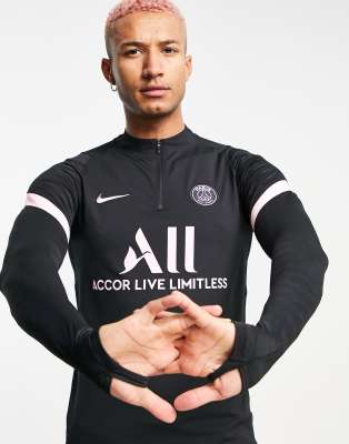 фото Черный топ с дизайном тренировочной формы футбольного клуба nike football paris saint-germain dri-fit strike-черный цвет