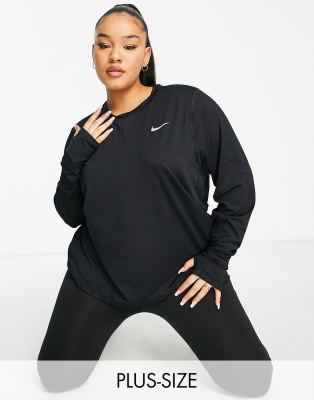 фото Черный топ с круглым вырезом nike running plus element dri-fit