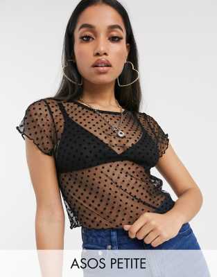 фото Черный топ в горошек asos design petite asos petite