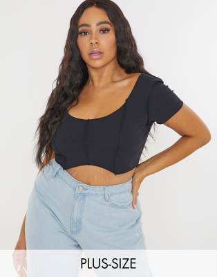  Черный топ в корсетном стиле c неровным краем Missguided Plus-Черный цвет