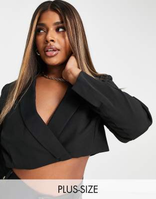Черный укороченный блейзер классического кроя Missguided Plus-Черный цвет