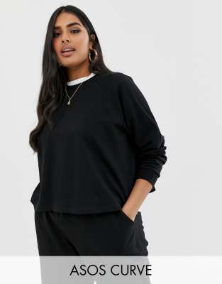 фото Черный укороченный свитшот asos design curve asos curve