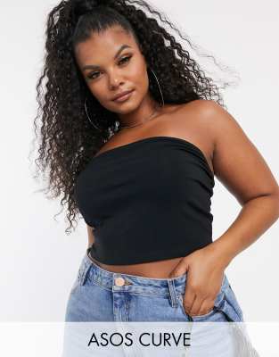 фото Черный укороченный топ-бандо asos design curve asos curve