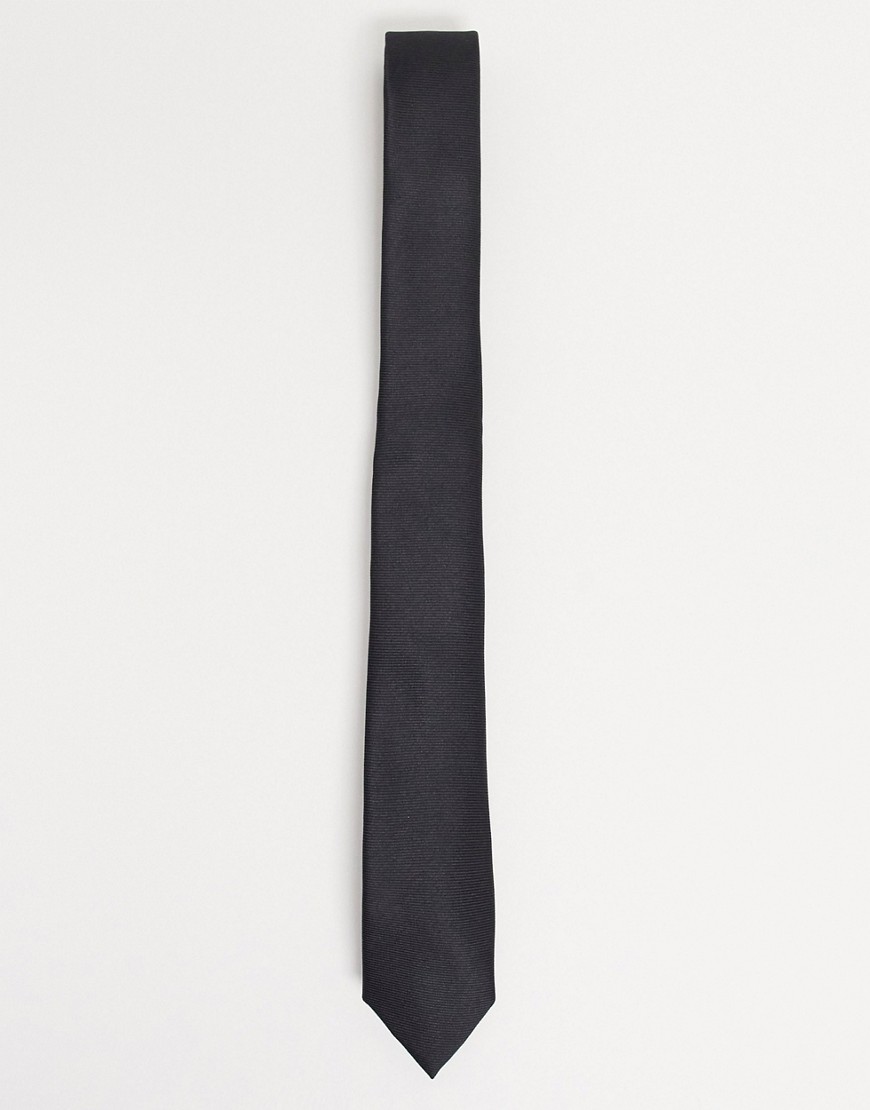 фото Черный узкий галстук asos design-черный цвет