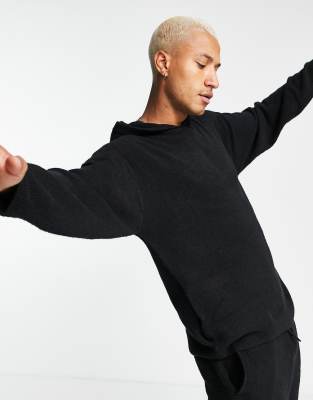 фото Черный вязаный худи в стиле oversized topman-черный цвет