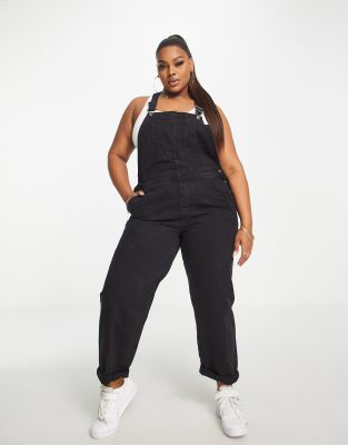 Черный выбеленный джинсовый комбинезон ASOS DESIGN Curve-Черный цвет
