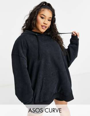 фото Черный выбеленный худи в стиле oversized asos design-серый asos curve