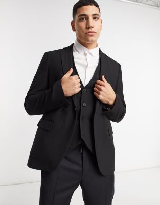 Костюмы и классика  Asos Черный зауженный пиджак Bolongaro Trevor
