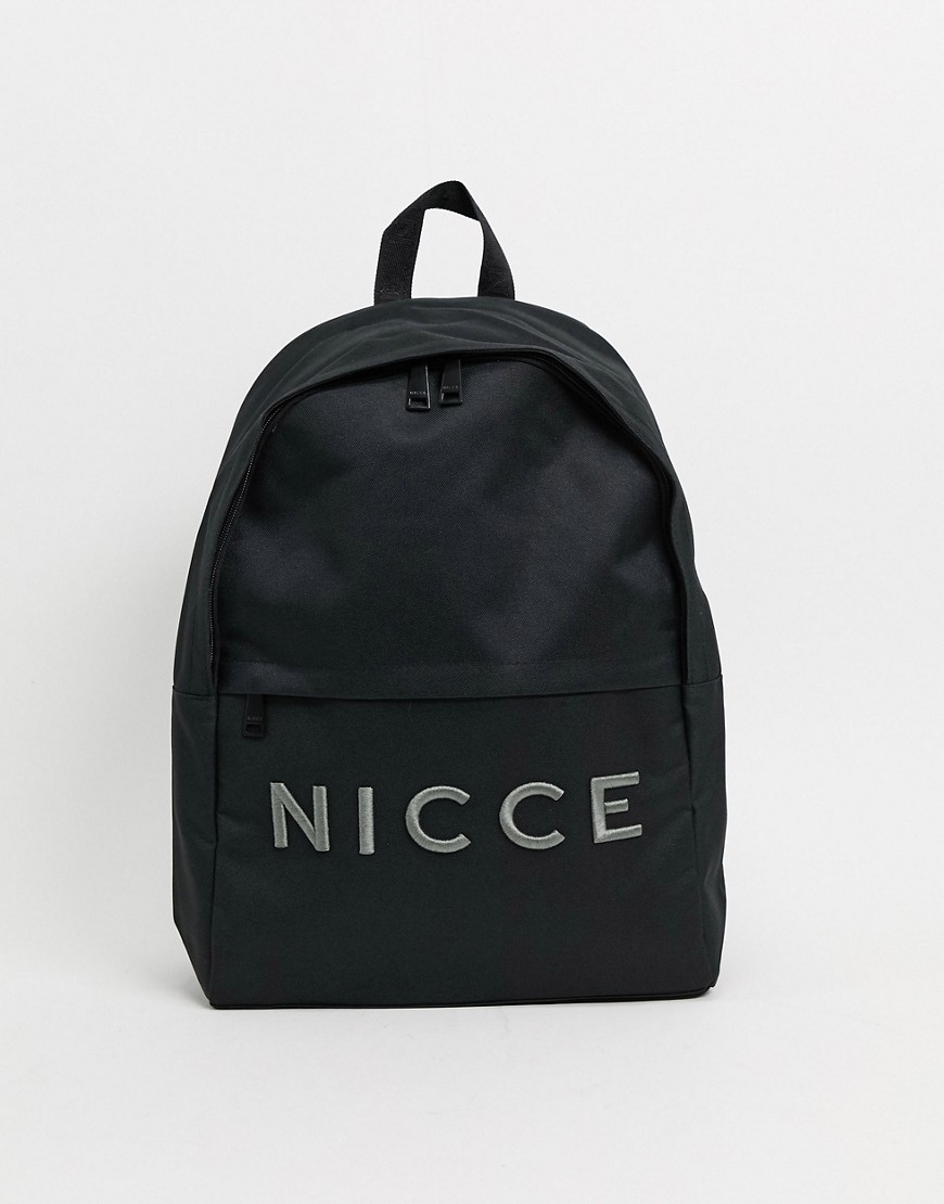 фото Черный рюкзак с вышитым логотипом nicce-синий