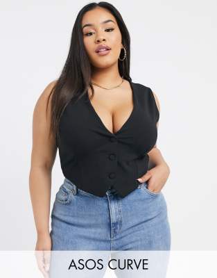 фото Черный трикотажный жилет asos design curve asos curve