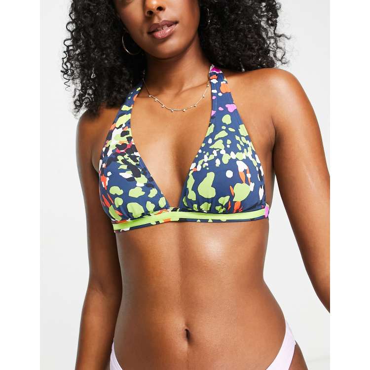 Cherry Beach secrets halter wrap bikini top in denim blue ASOS