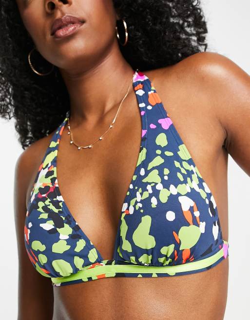 Cherry Beach Secrets halter wrap bikini top in denim blue, 3 of 4
