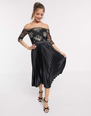 black dress with gold embroidery