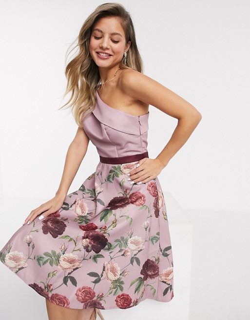 Chi Chi Ardelle midi prom dress with floral print in mink