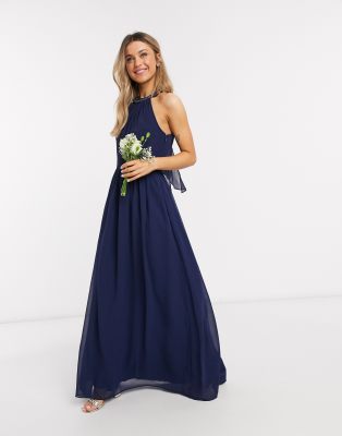 navy blue chiffon maxi dress