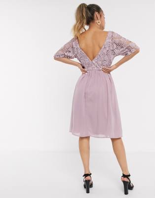 chi chi london mink crochet midi skater dress