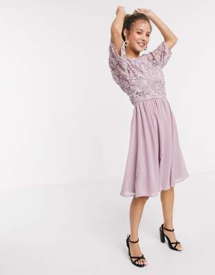 chi chi london mink crochet midi skater dress