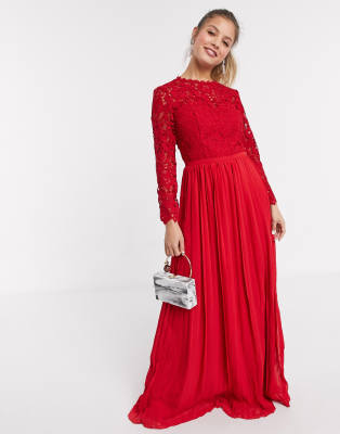 red crochet maxi dress