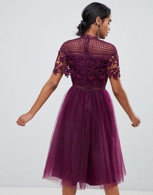 deep purple midi dress