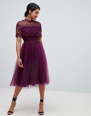 deep purple midi dress