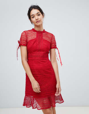 wine lace midi dress