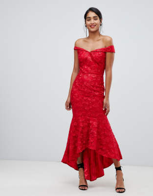 chi chi red bardot dress