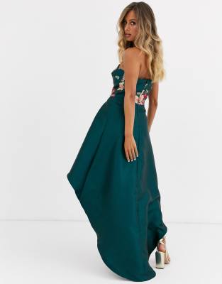 chi chi london green lace floral prom dress