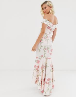 floral fishtail maxi dress