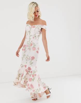 floral fishtail maxi dress