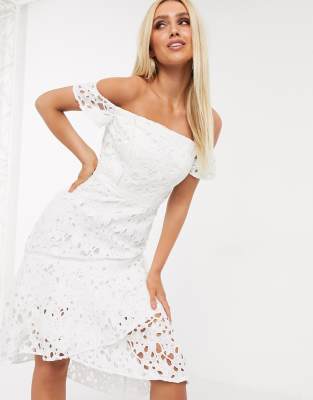 bardot white lace dress