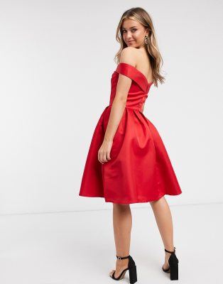 chi chi red bardot dress