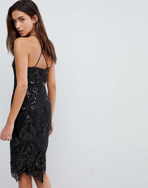 Asos lace cami midi hotsell pencil dress