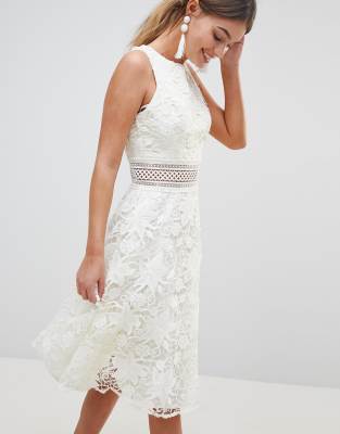 chi chi london crochet lace skater dress with crochet insert