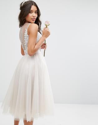 white tulle midi dress