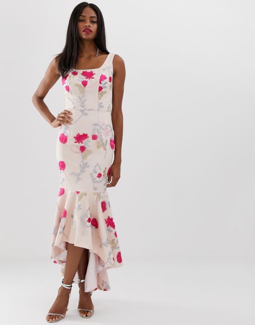 Pink floral outlet high low dress